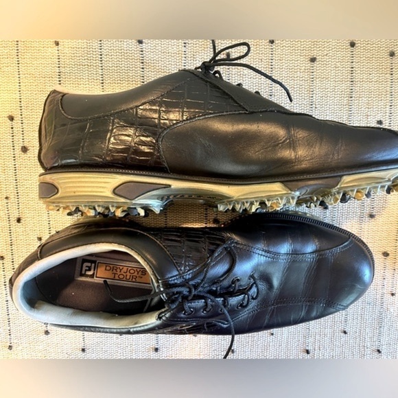 Men's FootJoy DryJoys Tour black leather‎ golf shoes 11.5